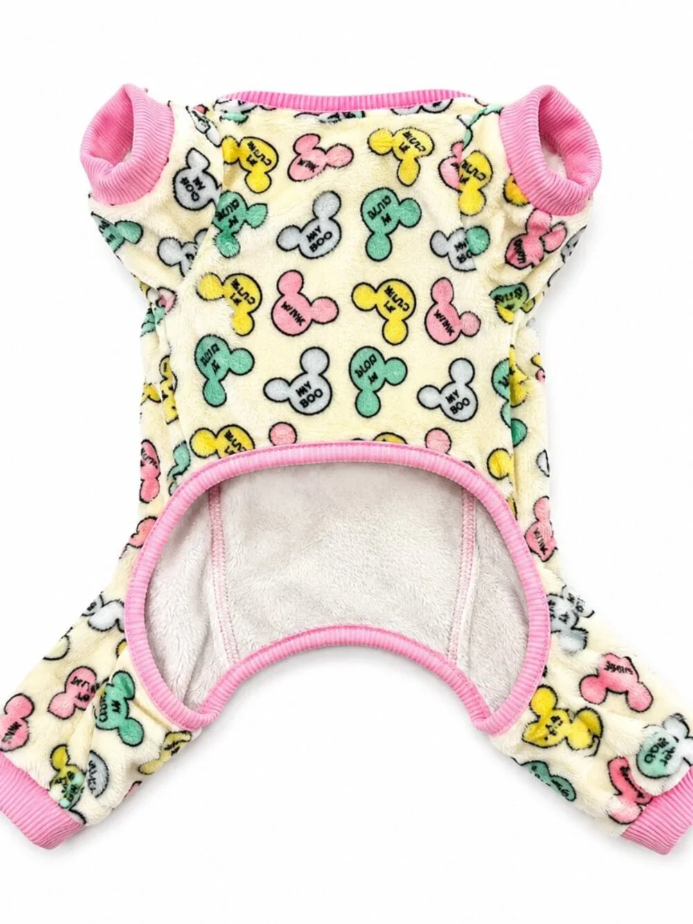Disney Mickey & Friends Dog Pajamas Medium Pink Fleece Pet PJs Love Print NWT